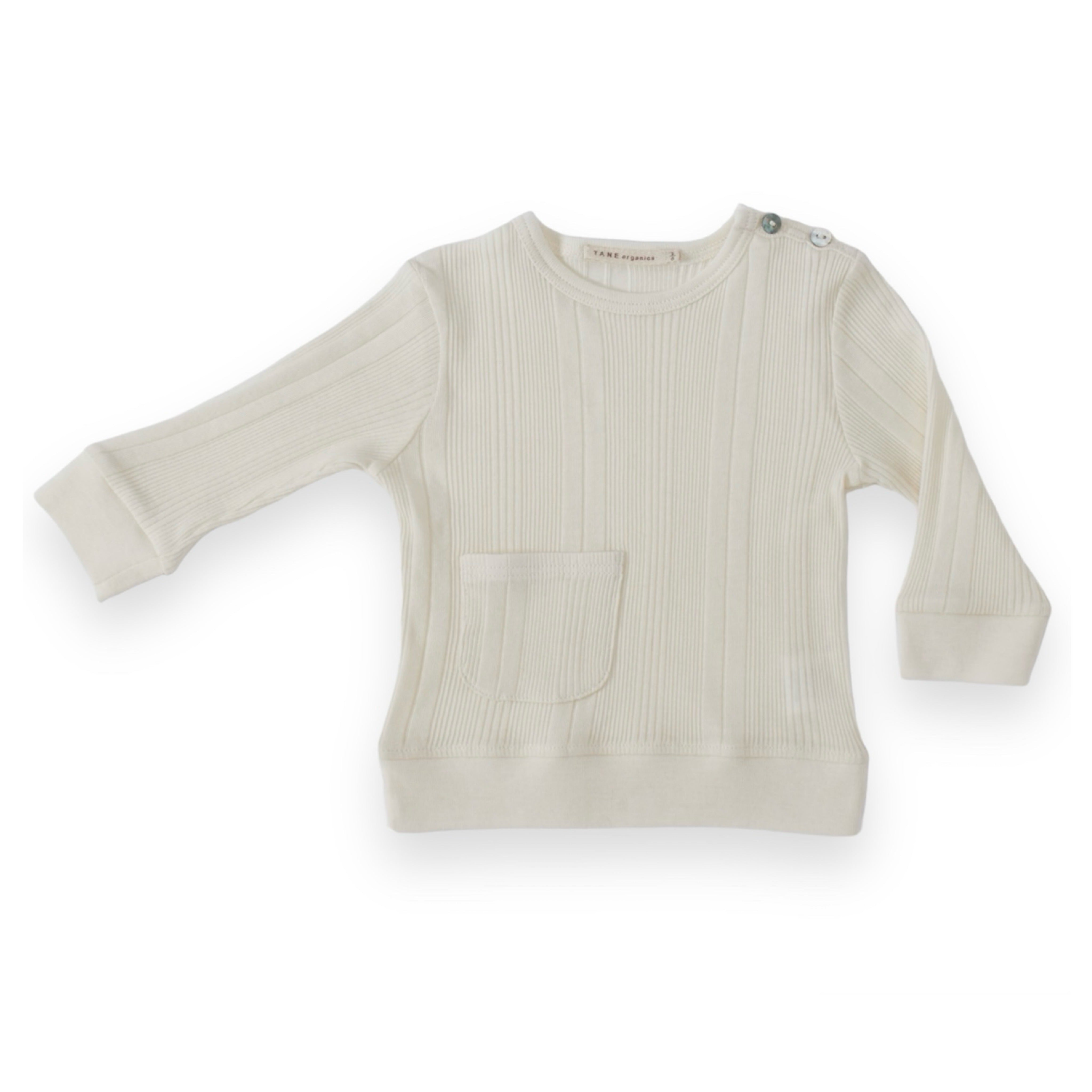 Variegated Ribbed Crewneck One Pocket Tee